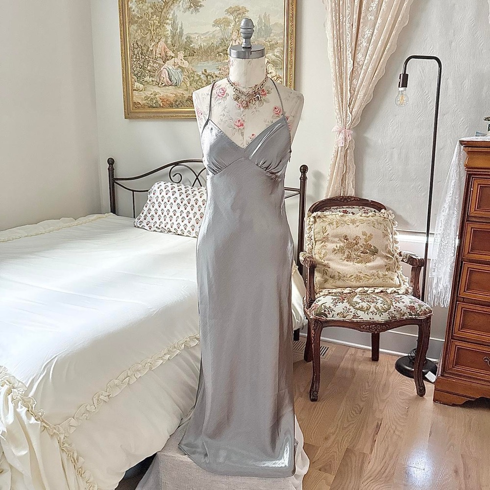 Silver Satin Maxi Dress  Madewell size 2 silver satin maxi dress